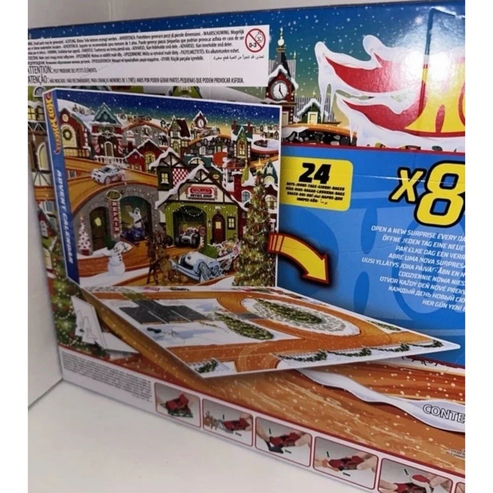 Hot Wheels Advent Calendar 2023 Holiday Set 8 Cars 16 Accessories Mattel HPX40